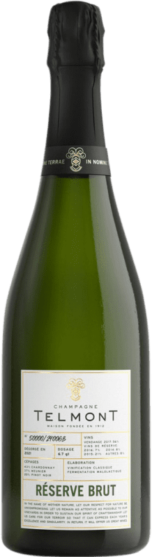 Free Shipping | White sparkling Telmont Brut Reserve A.O.C. Champagne Champagne France Pinot Black, Chardonnay, Pinot Meunier 75 cl