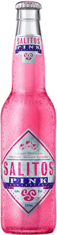 Kostenloser Versand | 24 Einheiten Box Bier Salitos Pink Mexiko Drittel-Liter-Flasche 33 cl