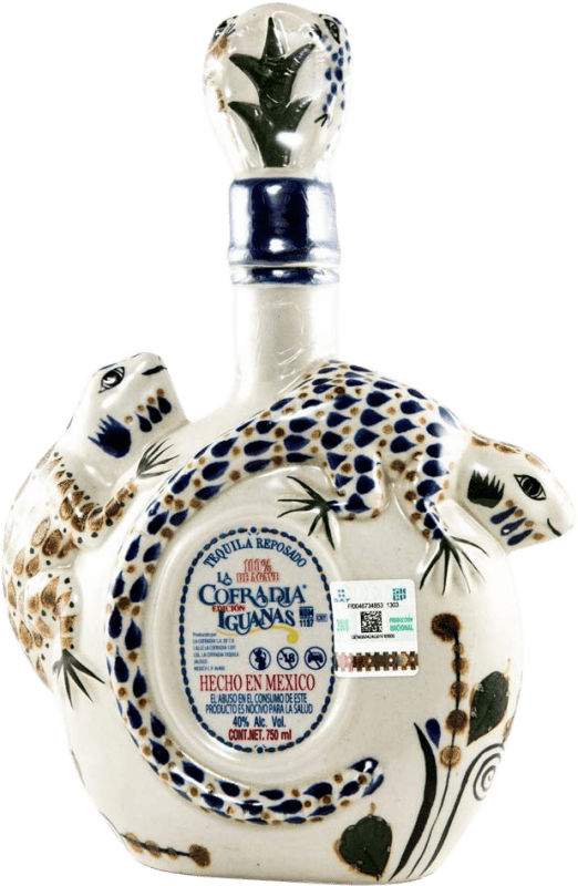 免费送货 | 龙舌兰 La Cofradía Iguanas Cerámica Reposado 墨西哥 70 cl