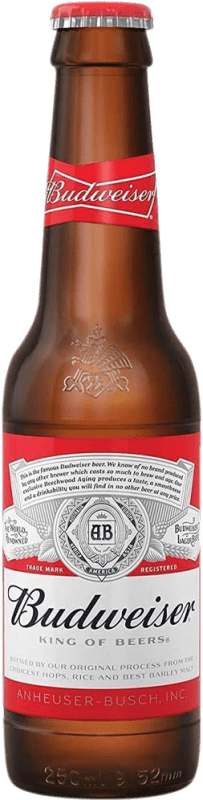 Envio grátis | Caixa de 24 unidades Cerveja Budweiser Estados Unidos Garrafinha 25 cl