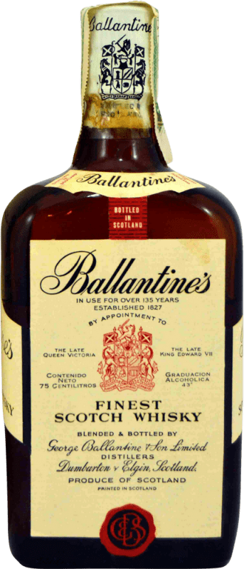 免费送货 | 威士忌混合 Ballantine's Botella Baja 珍藏版 1970 年代 英国 75 cl