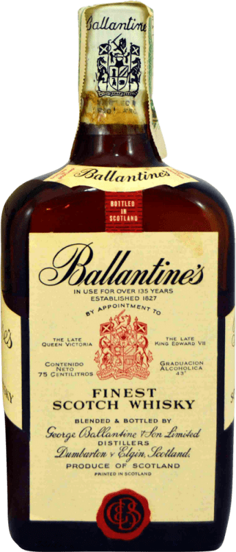 送料無料 | ブレンデッドウイスキー Ballantine's Botella Baja 1970's イギリス 75 cl コレクターズアイテム 飲食不可