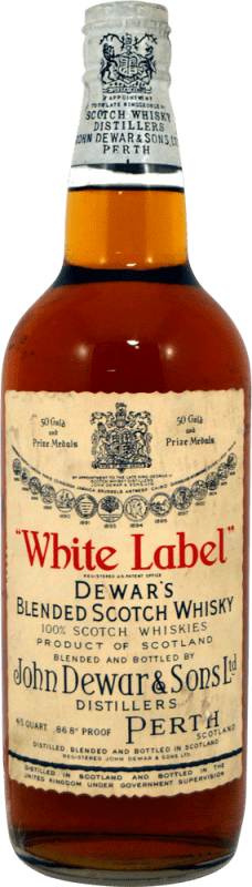 19,95 € Envío gratis | Whisky Blended Dewar's White Label 86.8º 1960's Ejemplar Coleccionista No Apto para Consumo