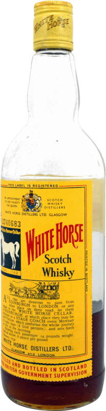 Envío gratis | Whisky Blended White Horse Botella muy Mermada Ejemplar Coleccionista 1980's Reino Unido 75 cl