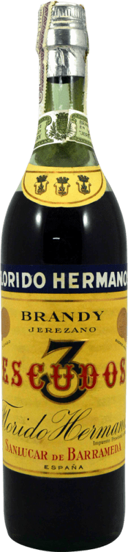 Envio grátis | Brandy Conhaque Hermanos Florido 3 Escudos Espécime de Colecionador década de 1970 Espanha 75 cl