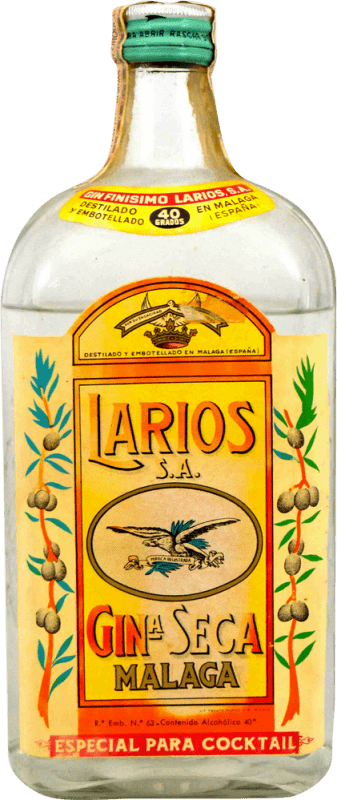 Envio grátis | Genever Gin Larios 1950's Espanha 1 L Exemplar de colecionador Não Próprio para Consumo