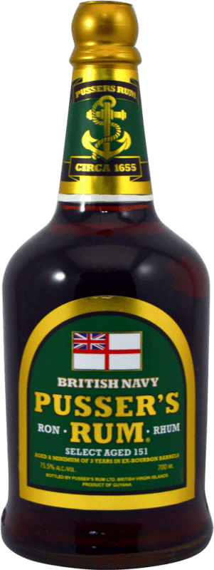 Free Shipping | Rum Pusser's Rum Select Aged 151 Overproof Guyana 70 cl