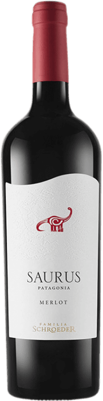 Free Shipping | Red wine Schroeder Saurus I.G. Patagonia Patagonia Argentina Merlot 75 cl