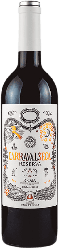 Free Shipping | Red wine Casa Primicia Carravalseca Reserve D.O.Ca. Rioja The Rioja Spain Tempranillo Organic 75 cl