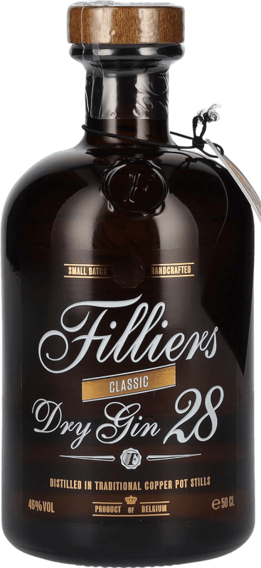 Free Shipping | Gin Gin Filliers Classic Dry Gin 28 Belgium Medium Bottle 50 cl