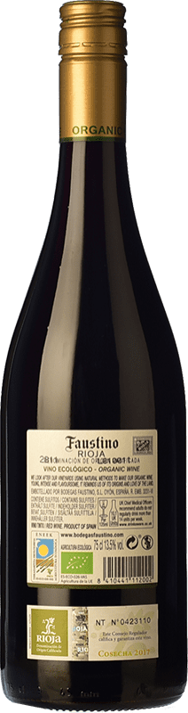 6,95 € Free Shipping | Red wine Faustino Organic Joven D.O.Ca. Rioja The Rioja Spain Tempranillo Bottle 75 cl