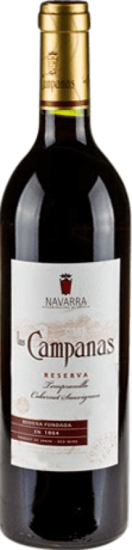 6,95 € Free Shipping | Red wine Vinícola Navarra Las Campanas Reserva D.O. Navarra Navarre Spain Tempranillo, Cabernet Sauvignon Bottle 75 cl