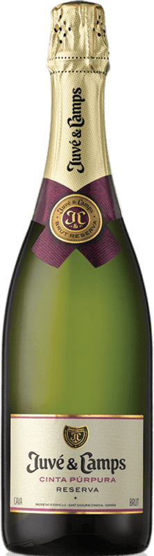 13,95 € Envio grátis | Espumante branco Juvé y Camps Cinta Púrpura Brut Reserva D.O. Cava Meia Garrafa 37 cl