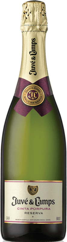 12,95 € Kostenloser Versand | Weißer Sekt Juvé y Camps Cinta Púrpura Brut — Herb Reserve — Gereift D.O. Cava Halbflasche 37 cl