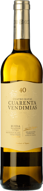 9,95 € | 白酒 Cuatro Rayas Cuarenta Vendimias 年轻的 D.O. Rueda 卡斯蒂利亚莱昂 西班牙 Sauvignon White 75 cl