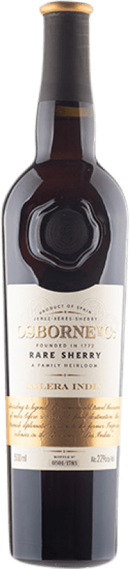 Kostenloser Versand | Likörwein Osborne India Solera, Oloroso D.O. Jerez-Xérès-Sherry Andalusien Spanien Palomino Fino, Pedro Ximénez Medium-Flasche 50 cl