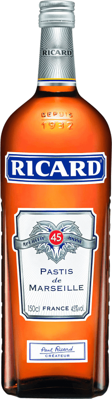 38,95 € Envio grátis | Aperitivo Pastis Pernod Ricard Garrafa Magnum 1,5 L