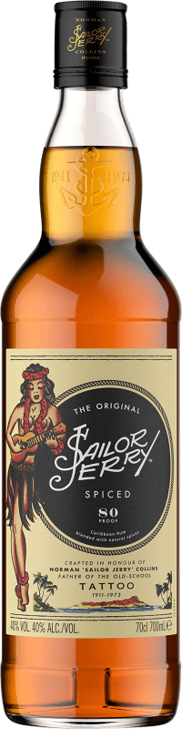 Бесплатная доставка | Ром Sailor Jerry Rum Spiced Añejo 80 Proof Объединенное Королевство 70 cl