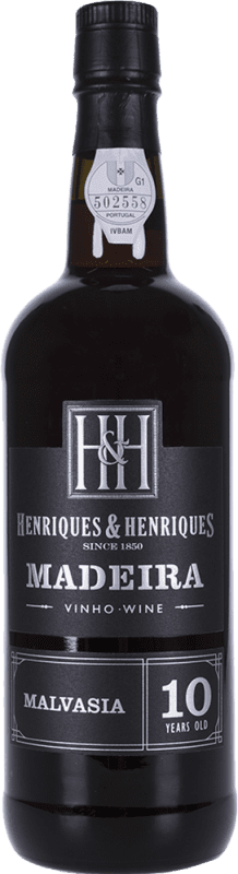 37,95 € | Vino Generoso Fortificado H&H Henriques & Henriques I.G. Madeira Portugal Malvasía 10 Años 75 cl