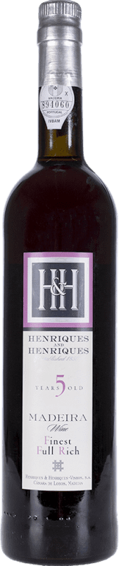 19,95 € | Fortified wine H&H Henriques & Henriques Full Rich I.G. Madeira Portugal Malvasía 5 Years 75 cl