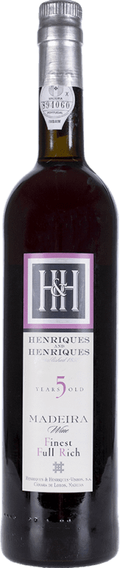 17,95 € | Vino Generoso Fortificado H&H Henriques & Henriques Full Rich I.G. Madeira Portugal Malvasía 5 Años 75 cl