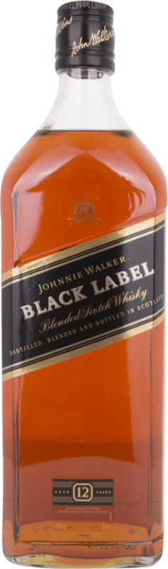 204,95 € Бесплатная доставка | Купажированный виски Johnnie Walker Black — Чёрная версия Резерва Бутылка Иеробоам Двойной Магнум 3 L
