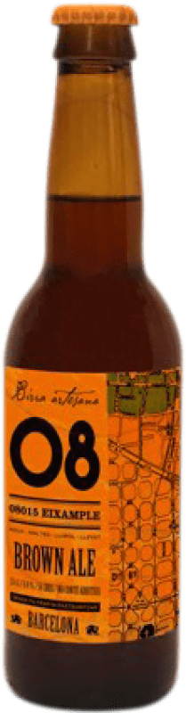 4,95 € Envío gratis | Cerveza Birra Artesana 08 Eixample Brown Ale Botellín Tercio 33 cl
