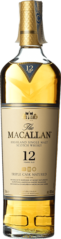 Envoi gratuit | Whisky Single Malt Macallan Fine Triple Cask — Triple Fût, Oak Cask — Fût de Chêne Speyside Royaume-Uni 12 Ans 70 cl