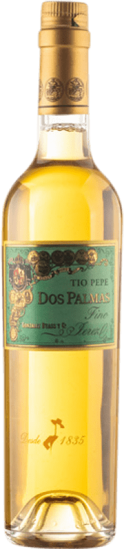 39,95 € Free Shipping | Fortified wine González Byass Tio Pepe Fino Dos Palmas D.O. Manzanilla-Sanlúcar de Barrameda Medium Bottle 50 cl