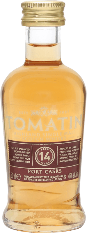12,95 € Spedizione Gratuita | Whisky Single Malt Tomatin Port Cask Miniatura 14 Anni Bottiglia Miniatura 5 cl