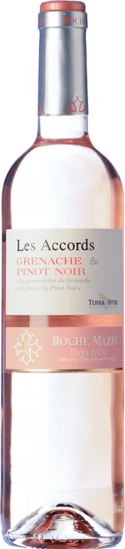 Free Shipping | Rosé wine Roche Mazet Les Accords Rosé Young I.G.P. Vin de Pays d'Oc Languedoc France Grenache, Pinot Black 75 cl