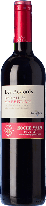 Free Shipping | Red wine Roche Mazet Les Accords Rouge I.G.P. Vin de Pays d'Oc Languedoc France Syrah, Marselan 75 cl