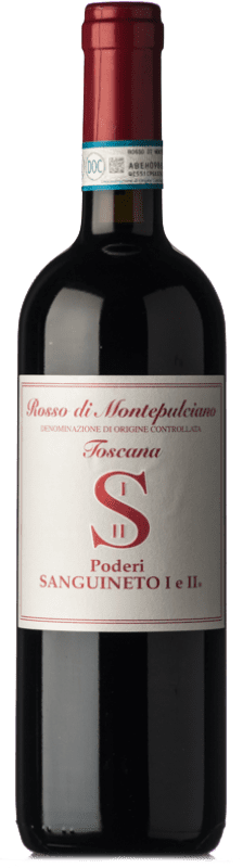 Бесплатная доставка | Красное вино Poderi Sanguineto D.O.C. Rosso di Montepulciano Тоскана Италия Canaiolo, Prugnolo Gentile, Mammolo 75 cl