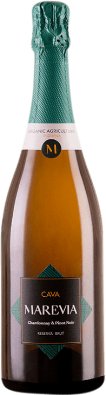 Free Shipping | White sparkling Unión Vinícola del Este Marevia Organic Brut Reserve D.O. Utiel-Requena Valencian Community Spain Pinot Black, Chardonnay 75 cl