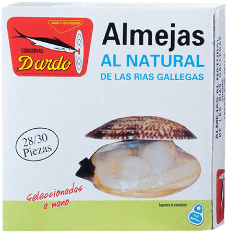 Envoi gratuit | Conserves de Fruits de Mer Dardo Almeja al Natural Réserve Espagne 25/30 Pièces