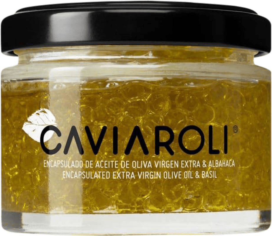 23,95 € Envío gratis | Aceite de Oliva Caviaroli Caviar de Aceite de Oliva Virgen Extra Encapsulado con Albahaca