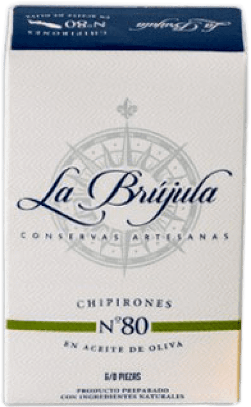 Envio grátis | Conservas de Marisco La Brújula Chipirones en Aceite de Oliva Espanha 6/8 Peças