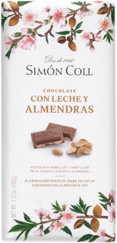 Envio grátis | Chocolate e Cacau Simón Coll Chocolate con Leche y Almendras Espanha Envio grátis | Chocolate e Cacau Simón Coll Chocolate con Leche y Almendras Espanha