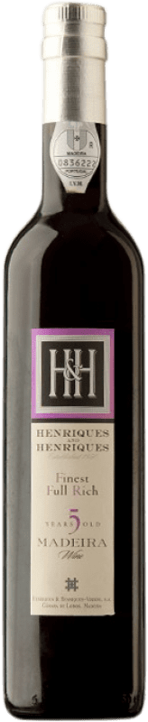 Free Shipping | Fortified wine H&H Henriques & Henriques Finest Full Rich I.G. Madeira Madeira Portugal Malvasía, Gual, Tinta Negra 5 Years Medium Bottle 50 cl