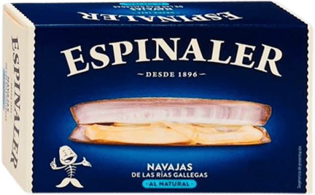 7,95 € Envio grátis | Conservas de Marisco Espinaler Navajas al Natural 6/8 Peças