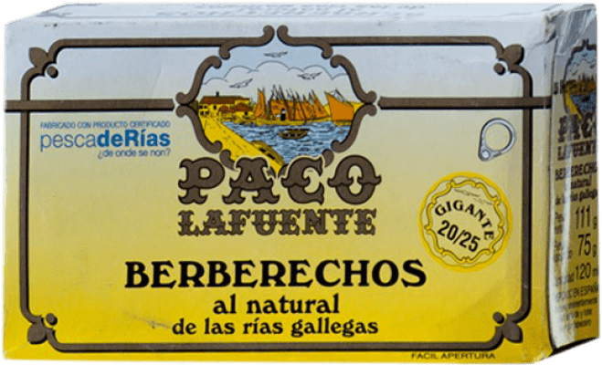 18,95 € Envio grátis | Conservas de Marisco Conservera Gallega Paco Lafuente Berberechos al Natural 20/25 Peças