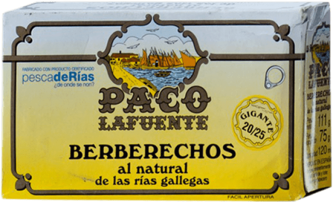 19,95 € | Conserves de Fruits de Mer Conservera Gallega Paco Lafuente Berberechos al Natural Galice Espagne 20/25 Pièces