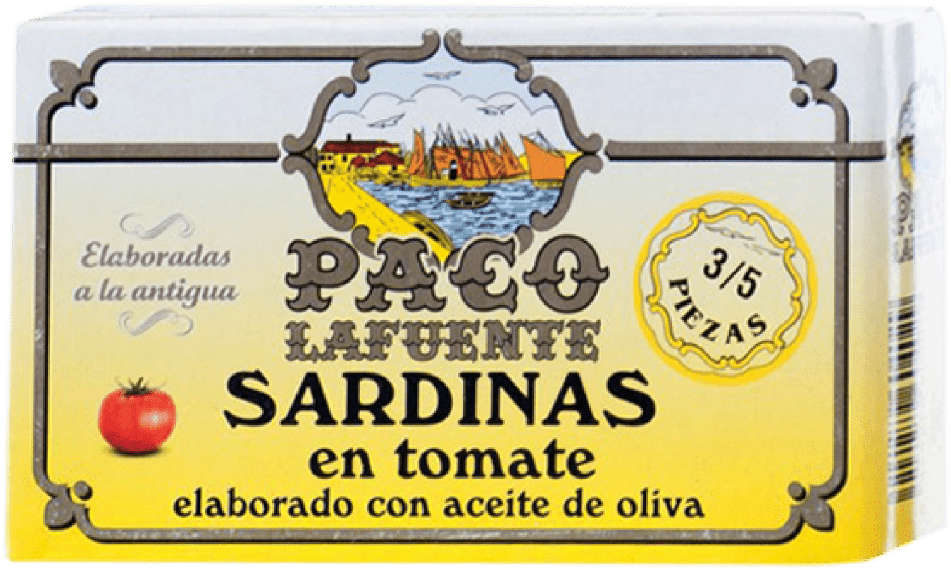 Spedizione Gratuita | Conservas de Pescado Conservera Gallega Paco Lafuente Sardina en Tomate Galizia Spagna 3/5 Pezzi