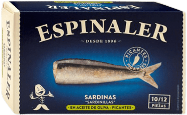 2,95 € | Conservas de Pescado Espinaler Sardinillas en Aceite de Oliva Picantes Espanha 10/12 Peças