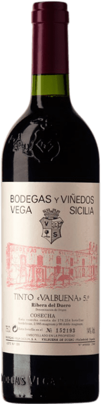 167,95 € Free Shipping | Red wine Vega Sicilia Valbuena 5º Año Reserva 1998 D.O. Ribera del Duero Castilla y León Spain Tempranillo, Merlot, Malbec Bottle 75 cl