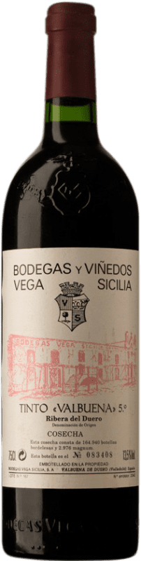 167,95 € Free Shipping | Red wine Vega Sicilia Valbuena 5º Año Reserva 1995 D.O. Ribera del Duero Castilla y León Spain Tempranillo, Merlot, Malbec Bottle 75 cl