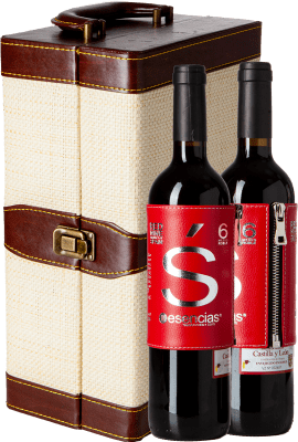 Esencias Briefcase. Luxury Case with 2 bottles «S» Premium Edition 6 Months Leather Label Tempranillo Vino de la Tierra de Castilla y León Crianza 75 cl