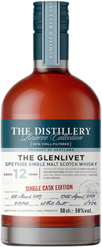 134,95 € Free Shipping | Single Malt Whisky Glenlivet Butt Single Cask, Limited Edition 12 Years Medium Bottle 50 cl