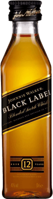 Kostenloser Versand | 12 Einheiten Box Whiskey Blended Johnnie Walker Black Label Pet Großbritannien Miniaturflasche 5 cl