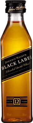 59,95 € Бесплатная доставка | Коробка из 12 единиц Купажированный виски Johnnie Walker Black Label Pet миниатюрная бутылка 5 cl
